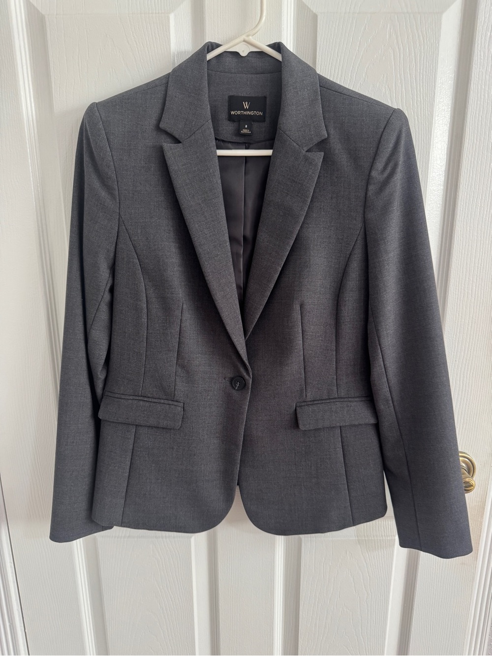 Worthington Dark Gray Single-Button Tailored Blazer